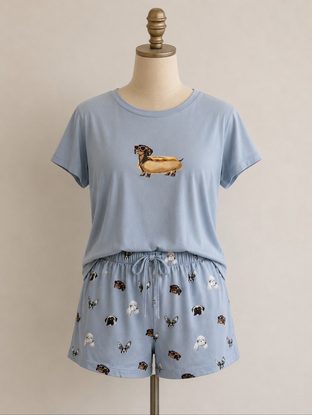 Miiyu x Twik by Simons Blue Dog Print Pajama Set T-Shirt & Shorts